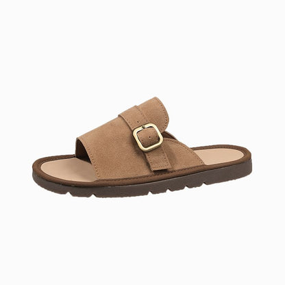 Plain Buckled Slide Sandals