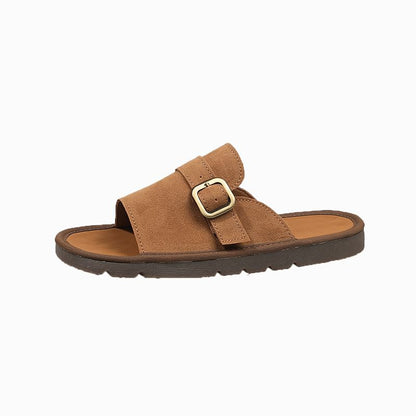 Plain Buckled Slide Sandals