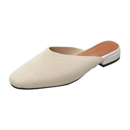 Two-Tone Knit Flat Mules