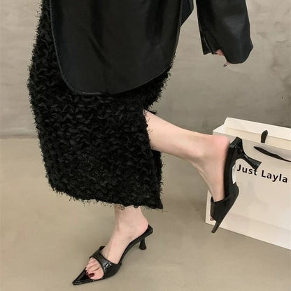 High Heel Pointed Toe Slide Sandals