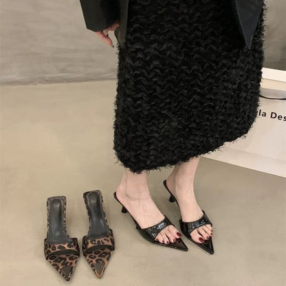 High Heel Pointed Toe Slide Sandals