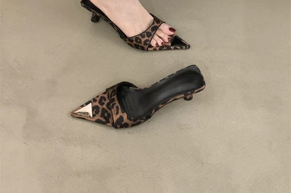 High Heel Pointed Toe Slide Sandals