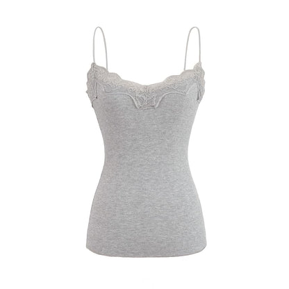 Ribbed Lace Trim Camisole