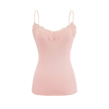 Ribbed Lace Trim Camisole