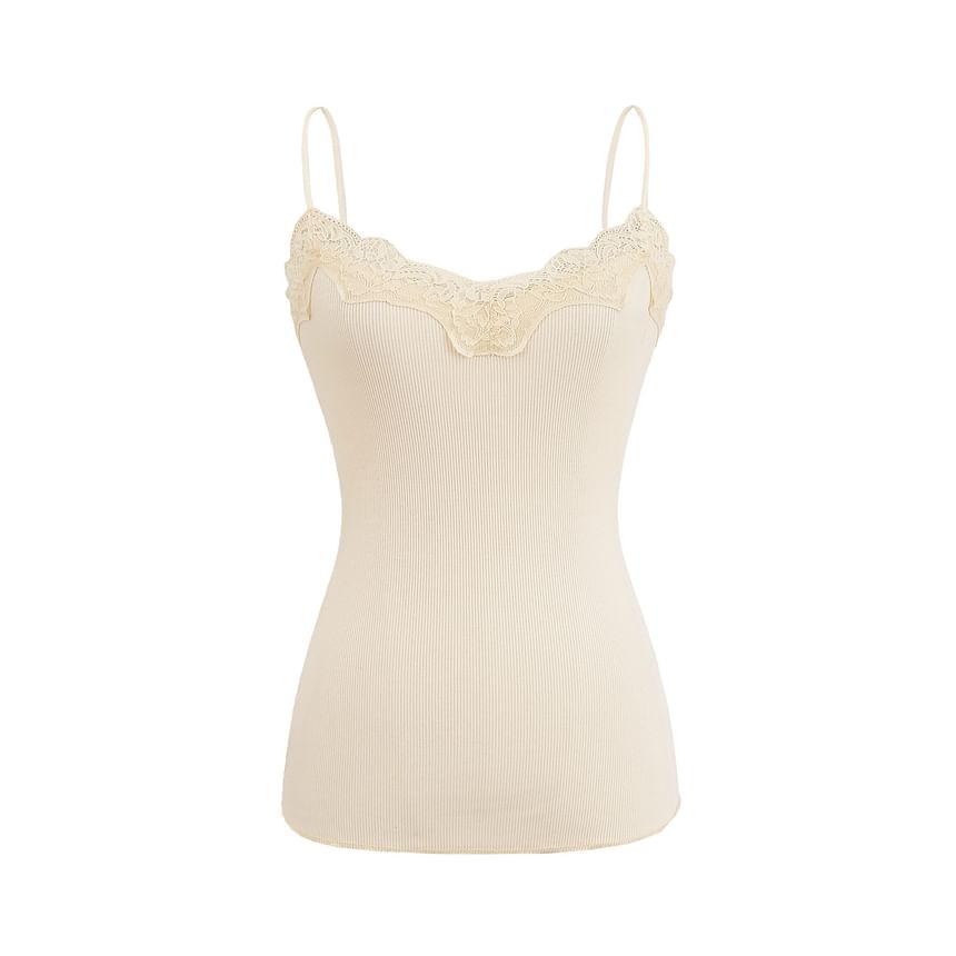 Ribbed Lace Trim Camisole