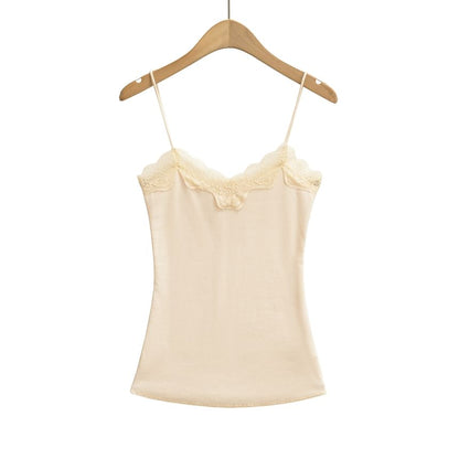 Ribbed Lace Trim Camisole