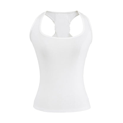 Ribbed Racerback Lace Panel Tank