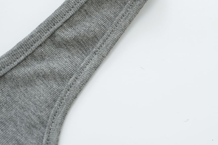 Ribbed Racerback Lace Panel Tank