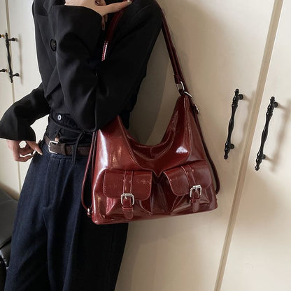 Multi-Pocket Faux Leather Backpack