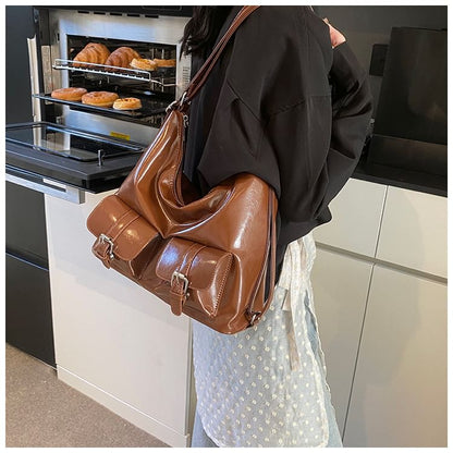 Multi-Pocket Faux Leather Backpack