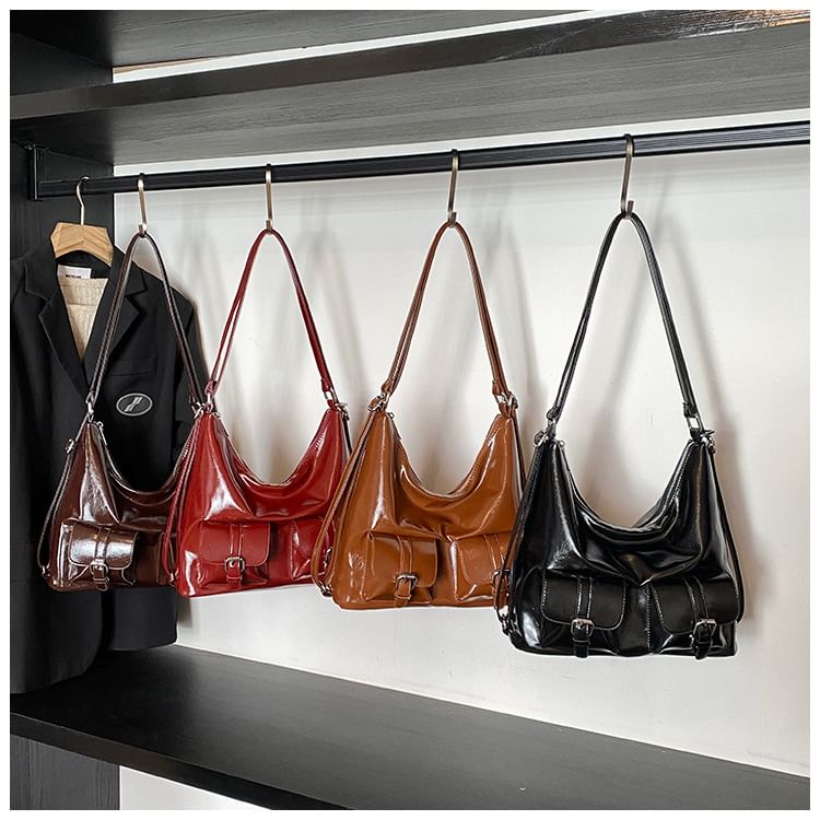 Multi-Pocket Faux Leather Backpack