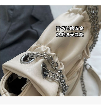 Chain Strap Bow Faux Leather Shoulder Bag
