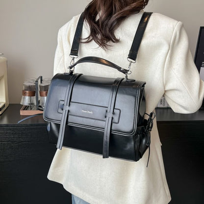 Lettering Faux Leather Backpack