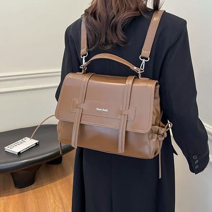 Lettering Faux Leather Backpack