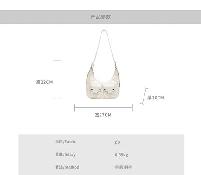 Multi-Pocket Faux Leather Shoulder Bag