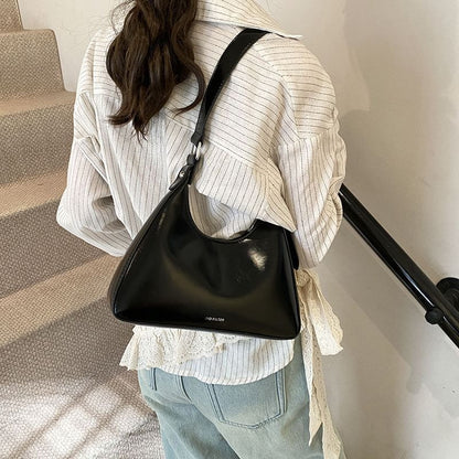 Lettering Faux Leather Tote Bag