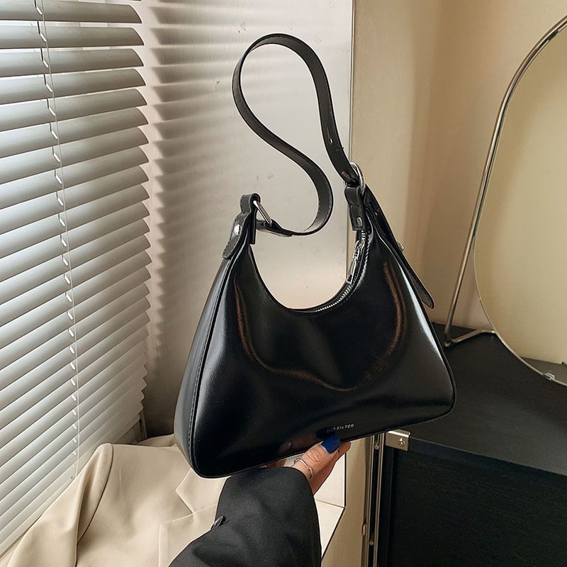 Lettering Faux Leather Tote Bag