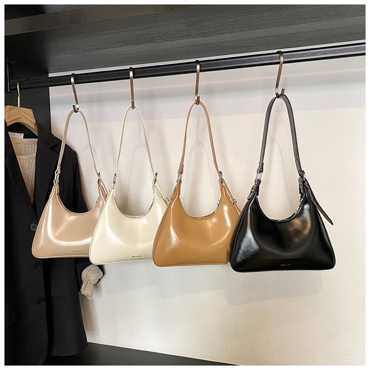 Lettering Faux Leather Tote Bag