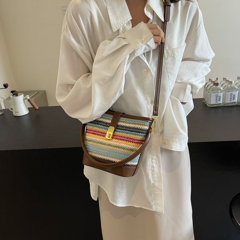 Striped Bucket Bag