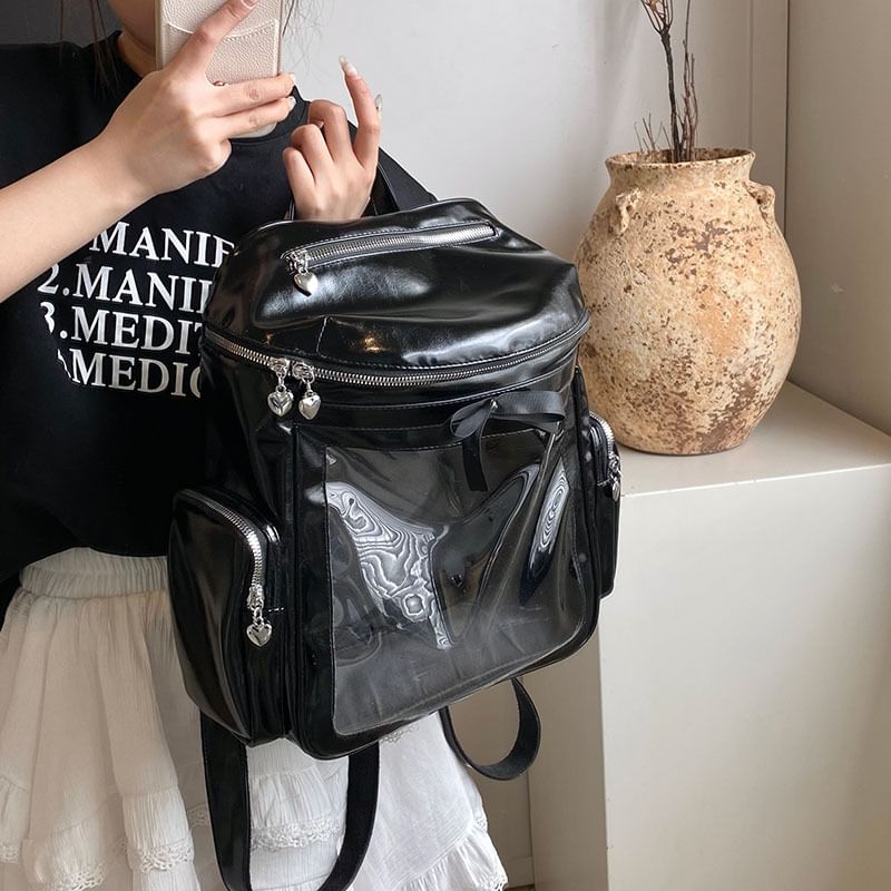 Multi-Pocket PVC Panel Backpack