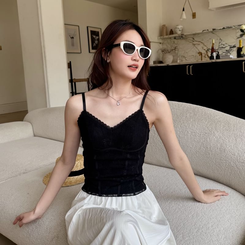Padded Lace V-Neck Cami Top