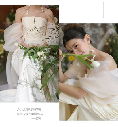 Off-Shoulder Plain Slit A-Line Evening Gown