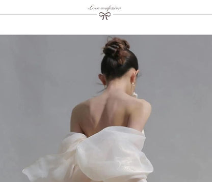 Off-Shoulder Plain Slit A-Line Evening Gown