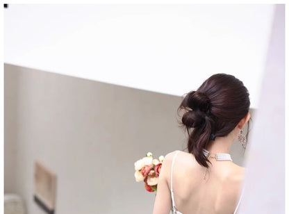 Spaghetti Strap Plain Bubble Hem High Low A-Line Short Wedding Dress