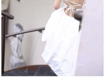 Spaghetti Strap Plain Bubble Hem High Low A-Line Short Wedding Dress