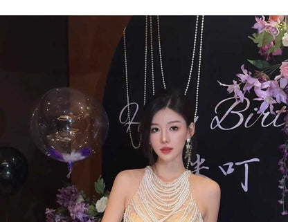 Sleeveless Round Neck Beaded Mini Sheath Corset Cocktail Dress