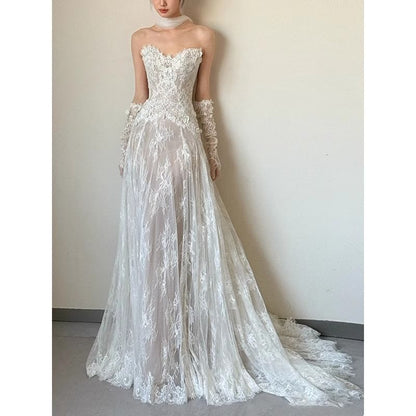 Lace Wedding Tube Plain A-Line Gown