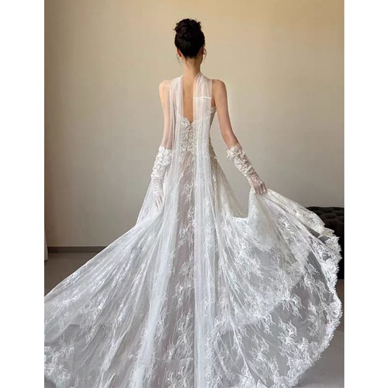 Lace Wedding Tube Plain A-Line Gown