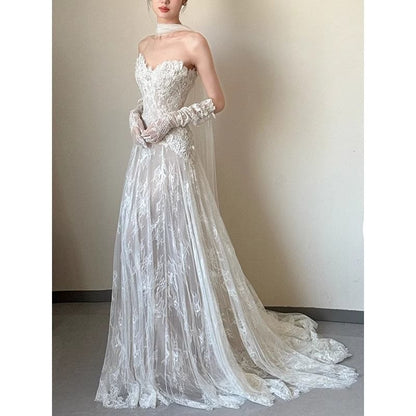 Lace Wedding Tube Plain A-Line Gown