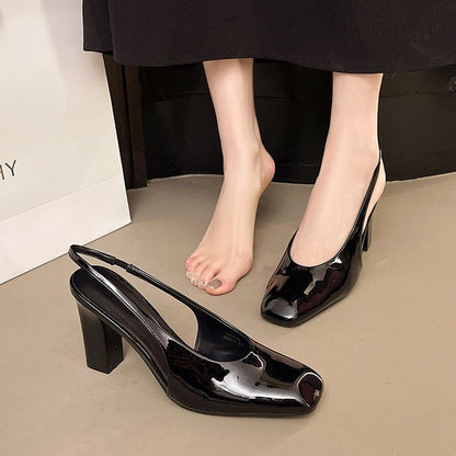 Heel Mules Slingback Chunky