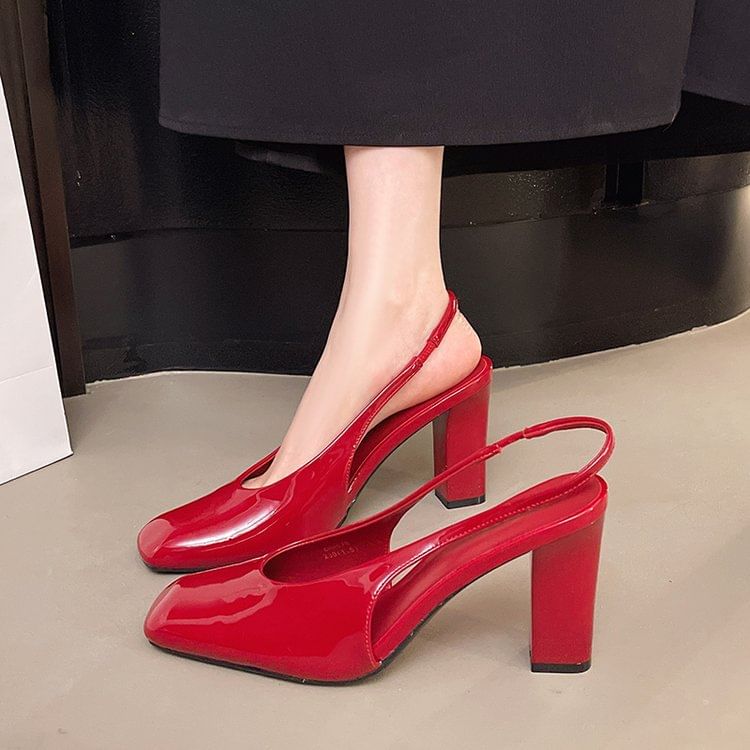 Heel Mules Slingback Chunky