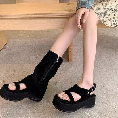 Buckled Toe Sandals Gladiator Platform Loop