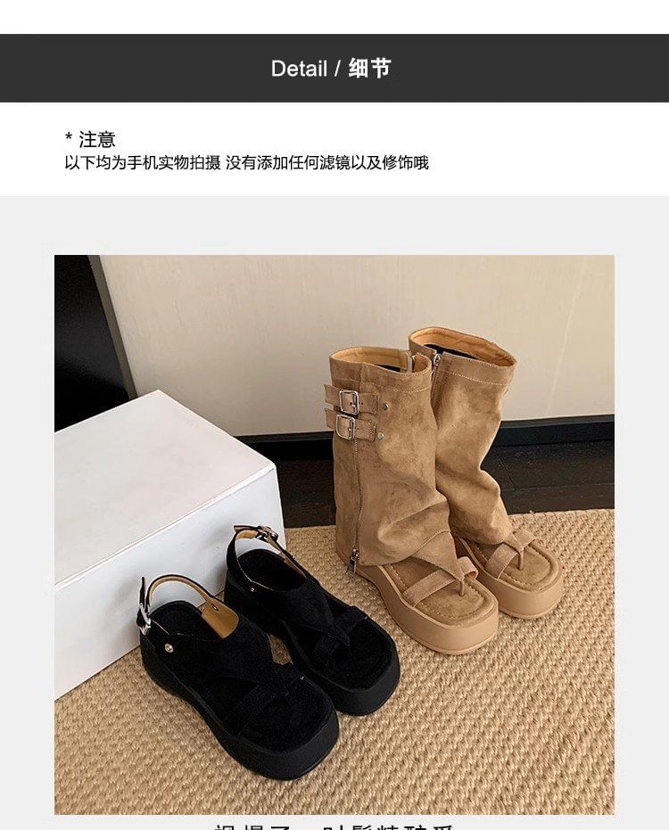 Buckled Toe Sandals Gladiator Platform Loop