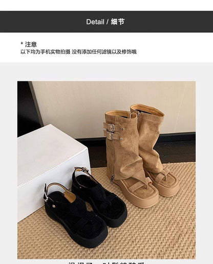 Buckled Toe Sandals Gladiator Platform Loop