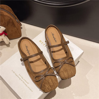 Square-Toe Bow Mary Jane Mules