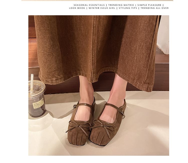 Square-Toe Bow Mary Jane Mules