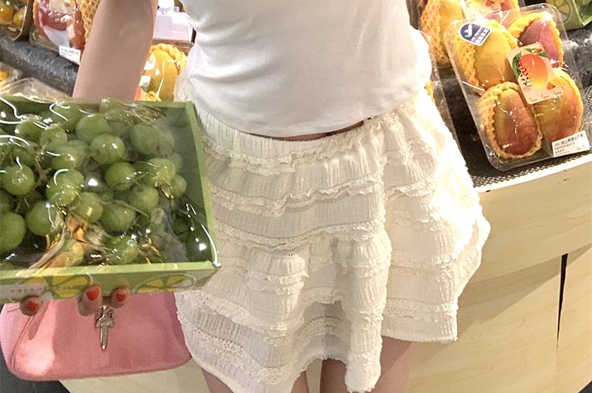 Cartoon Print Lace Trim Crop Cami Top