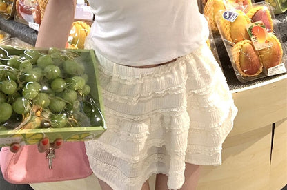 Cartoon Print Lace Trim Crop Cami Top