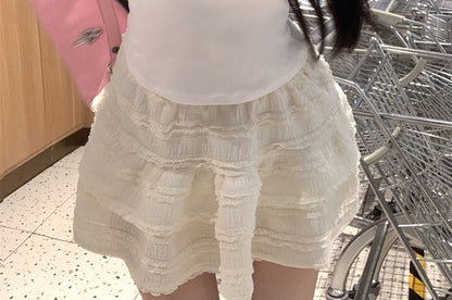 Cartoon Print Lace Trim Crop Cami Top