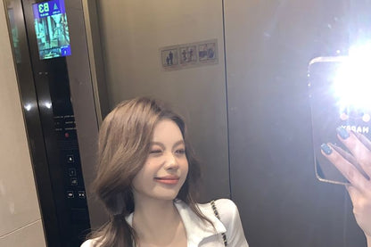 Short-Sleeve Collar Plain Slim Fit Tee