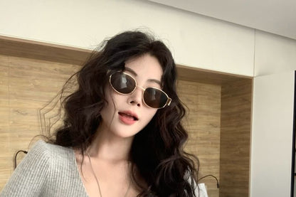 Long-Sleeve Scoop Neck Lace Trim Crop Button Slim Fit Top