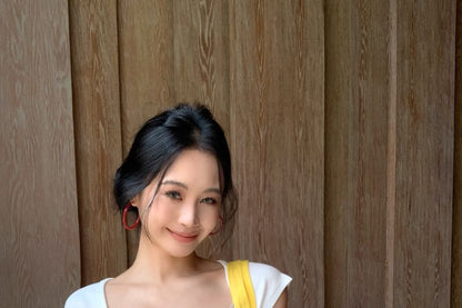 Short-Sleeve Plain Ruched Crop Slim Fit T-Shirt