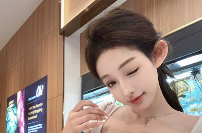 Striped Loose Pants Drawstring Crop Plain Tee / Off-Shoulder Short-Sleeve Waist Trim Fit