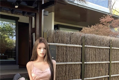 Slit / Print Spaghetti Sheath Strap V-Neck Light Collar Closure Maxi Mandarin Frog Dress Floral Jacket Jacquard