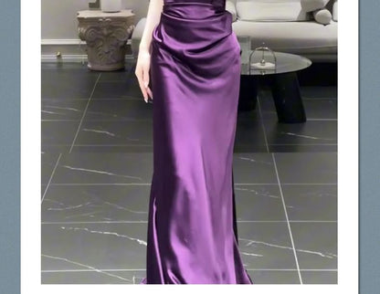 Evening Scarf Strapless Mermaid Set: Ruched Satin + Plain Gown