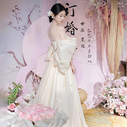 Wedding Plain Off-Shoulder A-Line Gown